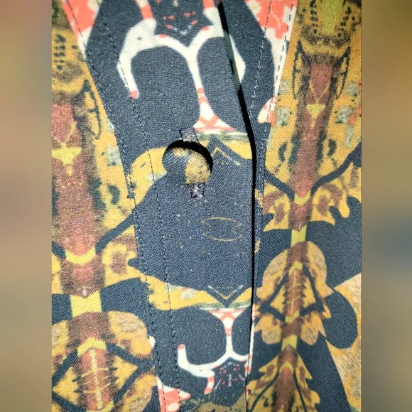 Etro (Size 48) Multicolor Jacquard Patterned LS Button Down Front Pocket Jacket